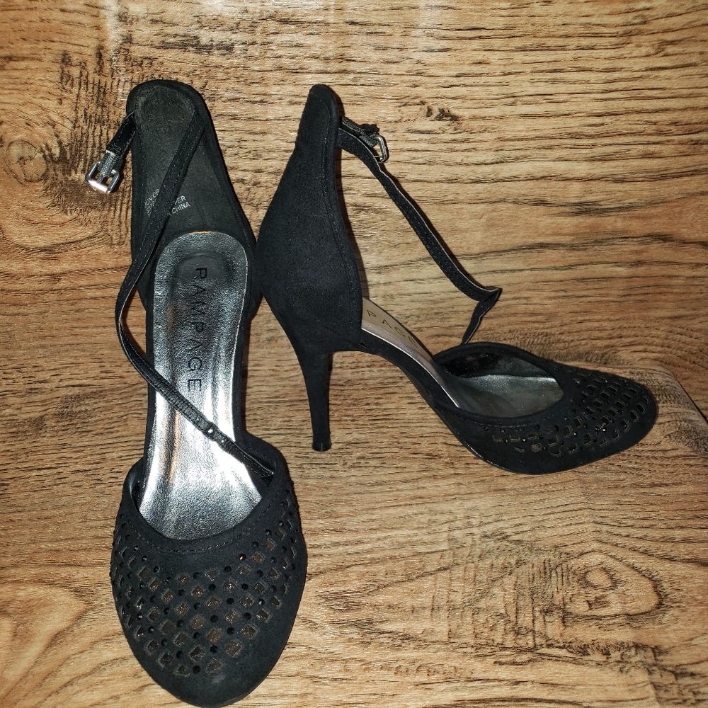 Rampage Black Suede Ankle Strap Heels - Picture 2 of 4